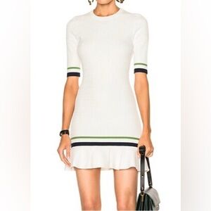 Veronica Beard Ace Short Sleeve Novel Stitch Mini Dress White Size Medium